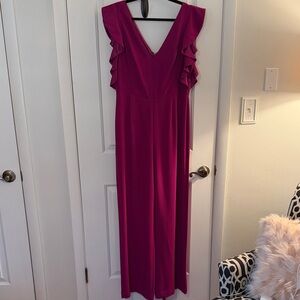 Women’s Magenta Ruffle Sleeve Jumpsuit
